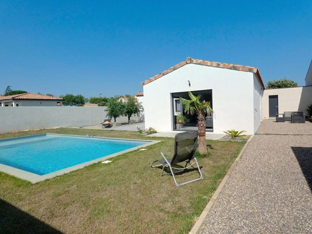 Vente Maison Villa plain pied 133m2 4 chambres sur terrain sans vis à vis de 616m2 avec piscine et garage Narbonne
