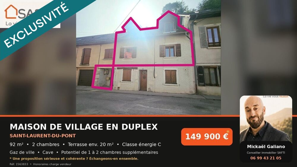 Maison de village en duplex, avec terrasse