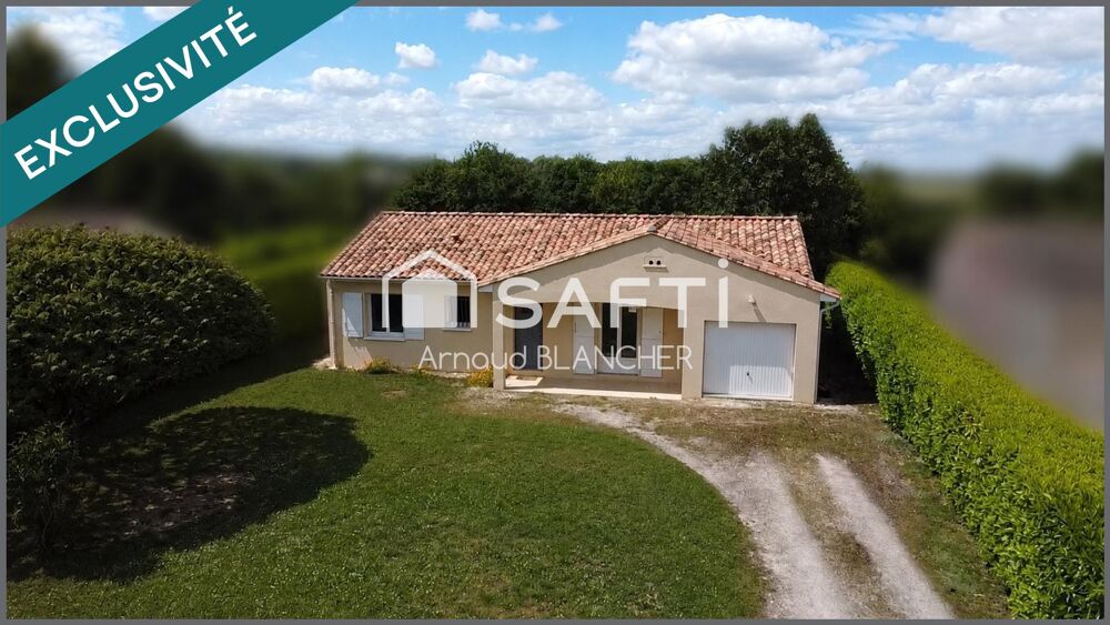 Vente Maison Pavillon plain-pied, grande pièce de vie, trois chambres, salle de bain, garage, jardin. Garat