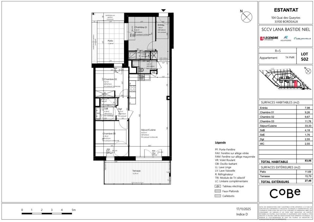 Vente Appartement Appartement T4 neuf quartier Darwin avec terrasse et patio Bordeaux