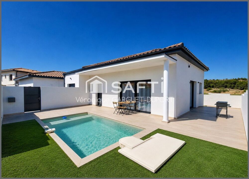 Villa contemporaine, plain-pied, 3 chambres, piscine