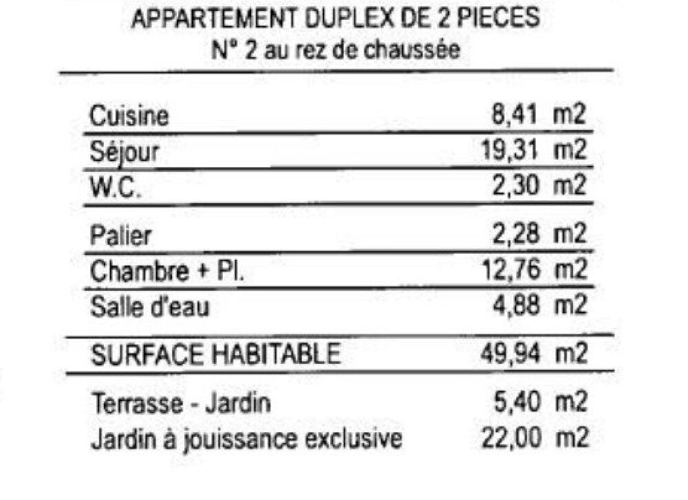 Duplex T2 avec jardin privatif