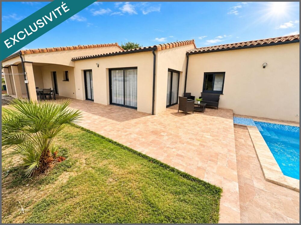 Vente Maison VILLA DE PLAIN-PIED 2019 AVEC PISCINE – 150 m² – 4 CHAMBRES – VILLEMOUSTAUSSOU Carcassonne