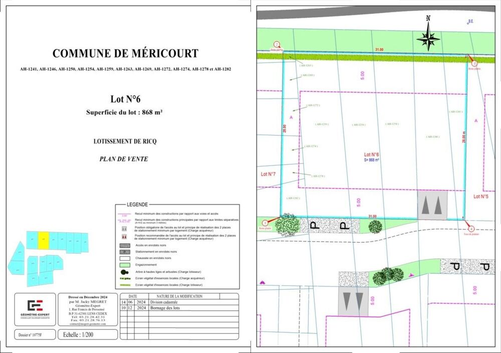Vente Terrain Terrain à batir dans un lotissement résidentiel Mericourt