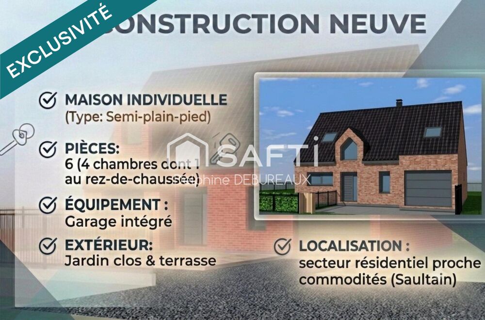 MAISON INDIVIDUELLE NEUVE SEMI PLAIN-PIED  SAULTAIN