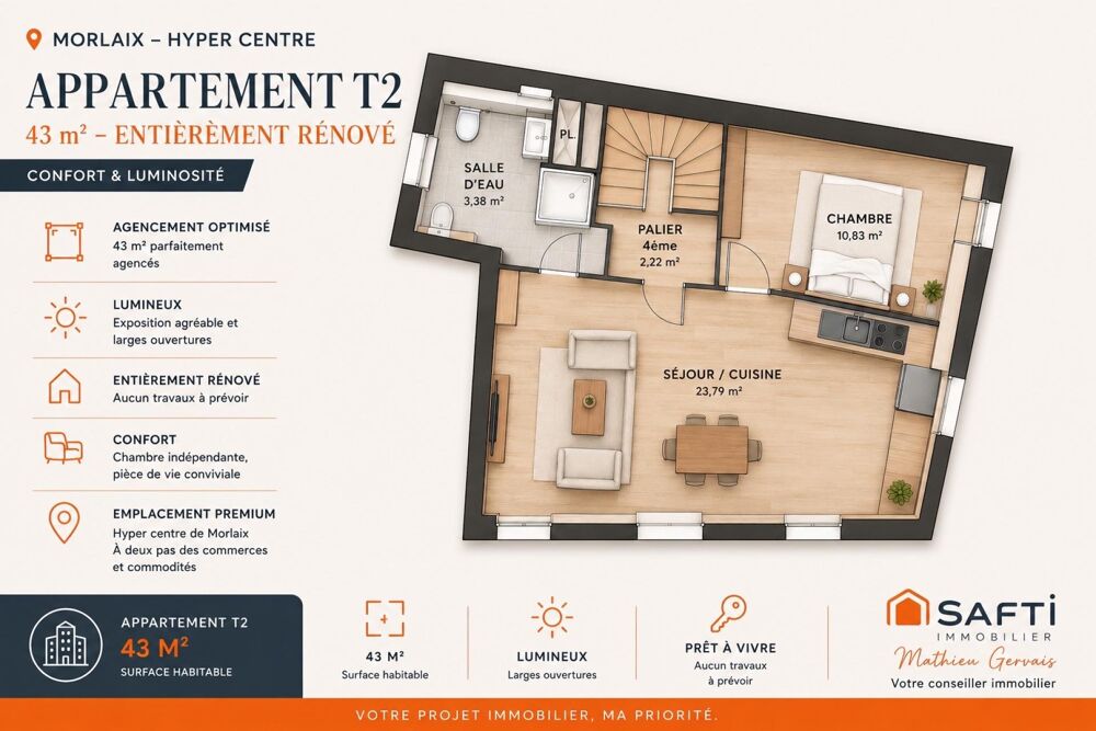 Appartement neuf T2/T2+, Morlaix coeur de ville