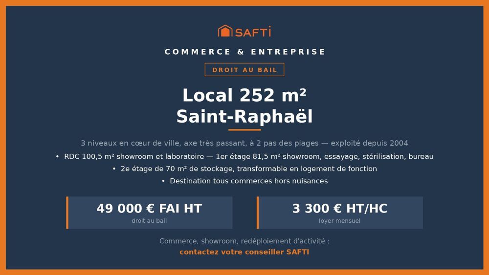   Droit au bail 252 m² en cœur de Saint-Raphaël 
