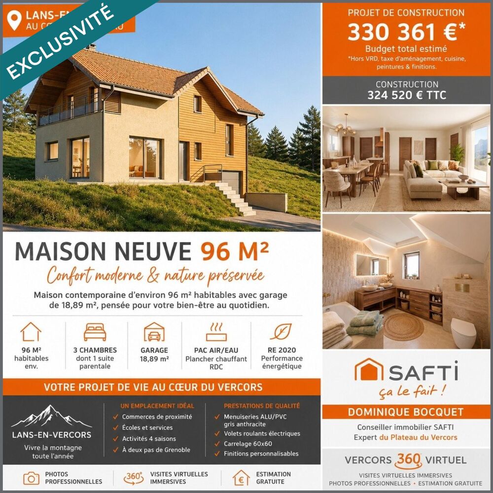 Vente Terrain Situé dans le charmant hameau du Furon, sur la commune de Lans-en-Vercors (38250), ce terrain constructible en zone UH offre un Lans-en-vercors