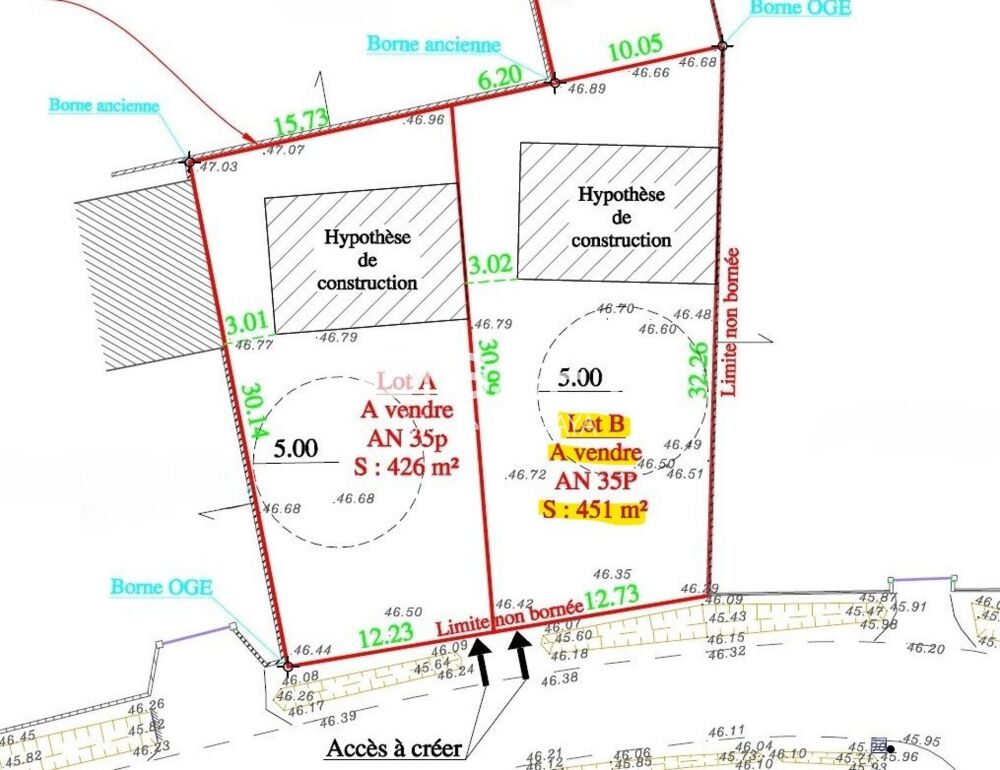 Vente Terrain Terrain à vendre à SAINT-ANDRE-DE-CUBZAC 33240 - 451 m² « Libre de Constructeur » Saint-andre-de-cubzac
