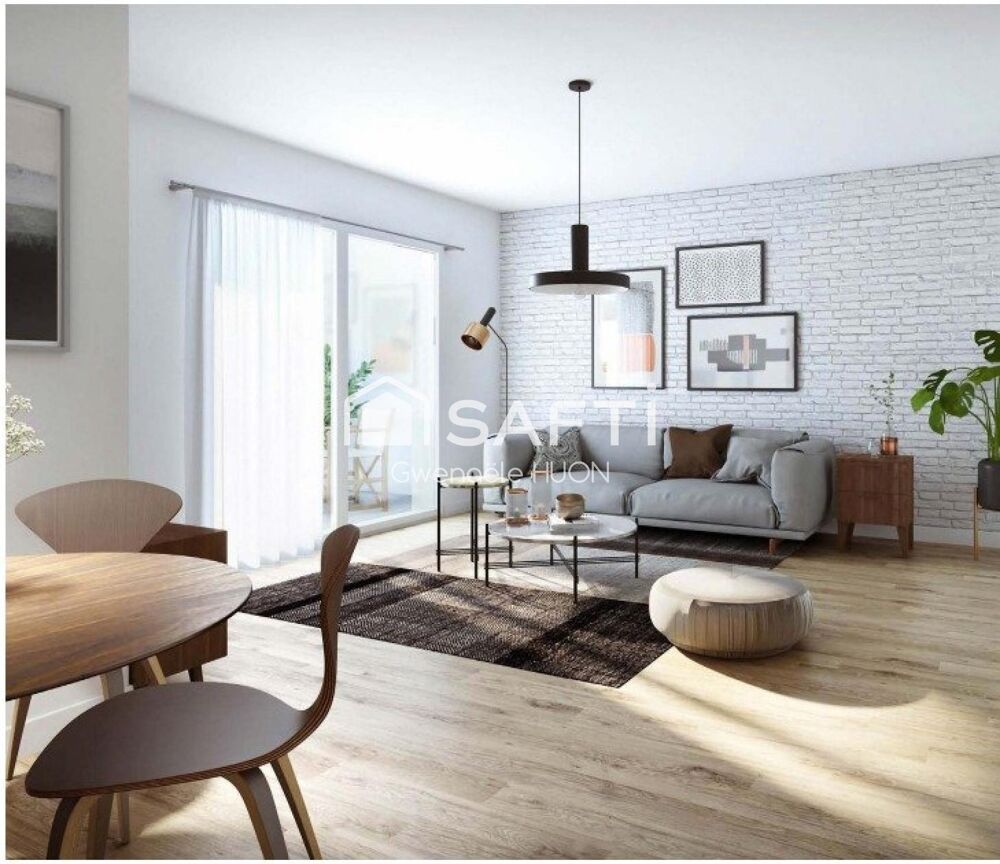 T3 en rez-de-jardin de 67 m² avec terrasse et jardinet, dans résidence neuve livrée en 2026 à 300 m du bourg de Crach. Luminosi