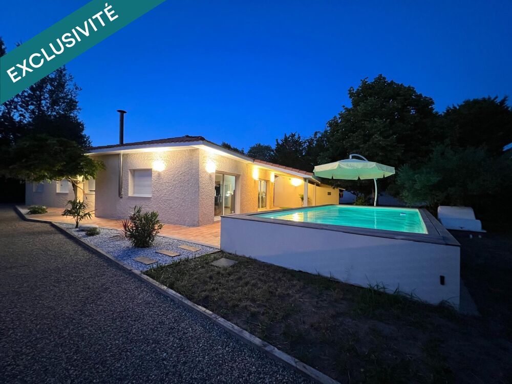 Maison de plain pied de 155 m2, 4 chambres, avec piscine, grand terrain et environnement calme