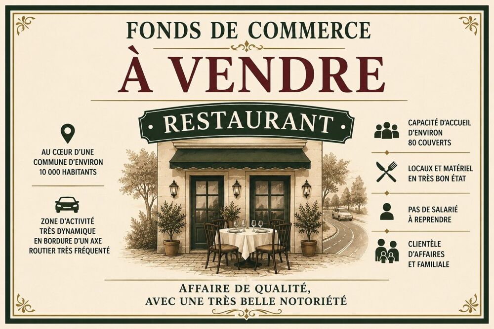   Belle affaire de restauration avec un emplacement de premier ordre et  une excellente notoriété ! 