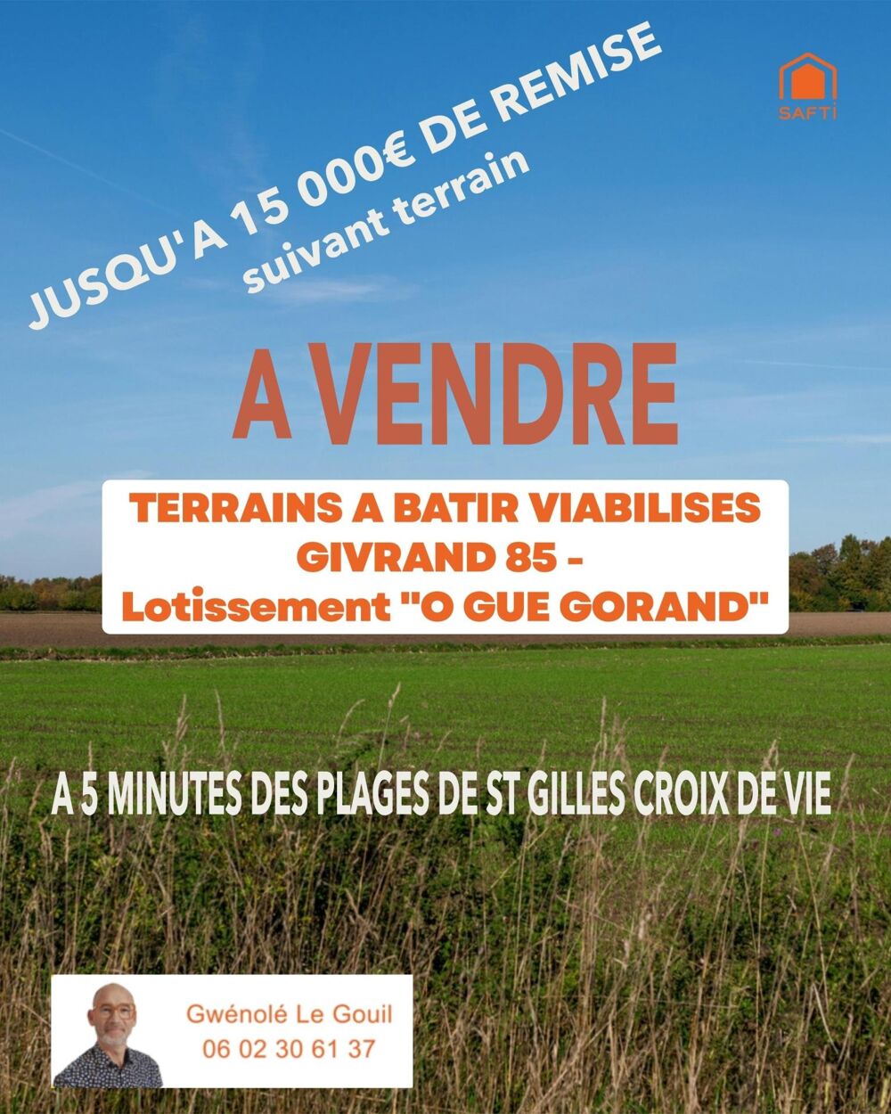 Vente Terrain TERRAIN A BATIR  LIBRE CONSTRUCTEUR Givrand