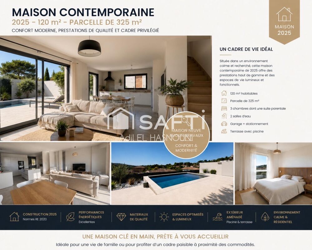 Vente Maison Élégance, modernité et prestations haut de gamme : découvrez cette villa contemporaine de 2025 avec piscine et vue dégagée, dans Vailhauques
