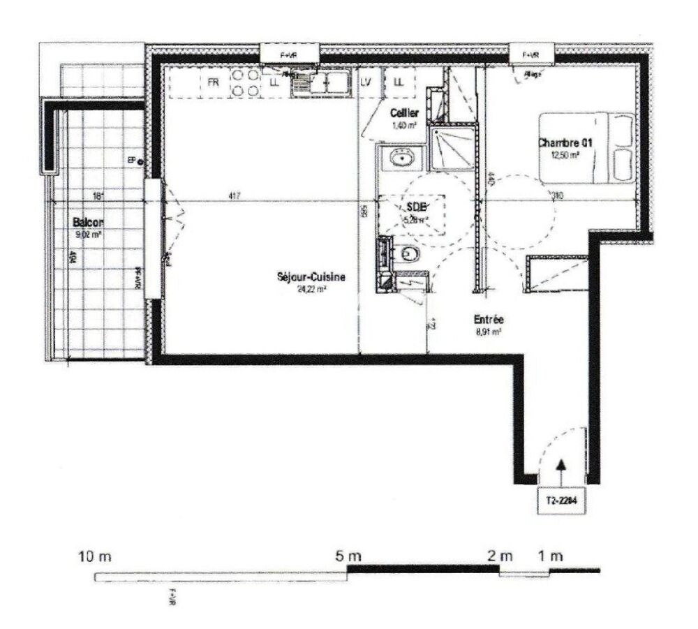 T2, 52m² avec terrasse, garage, quartier Folatière