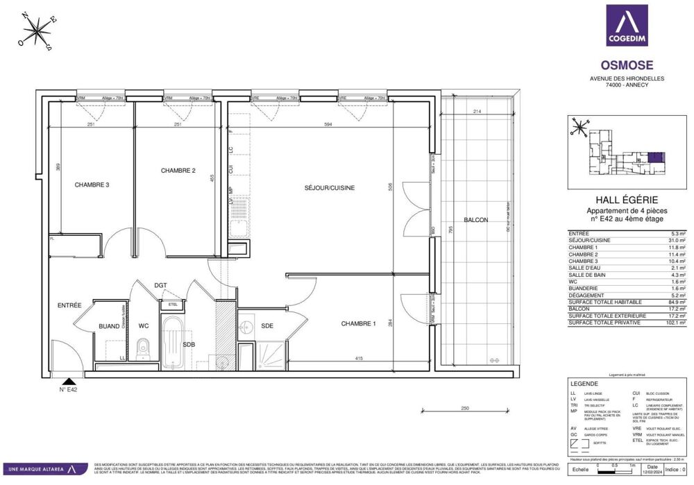 Vente Appartement T4 85m² Annecy – Terrasse + Double Garage – Résidence récente 2026 Annecy