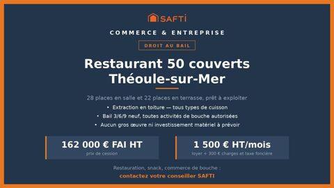 Bail restaurant 50 places - Th&eacute;oule-sur-Mer 162000 06590 Theoule-sur-mer