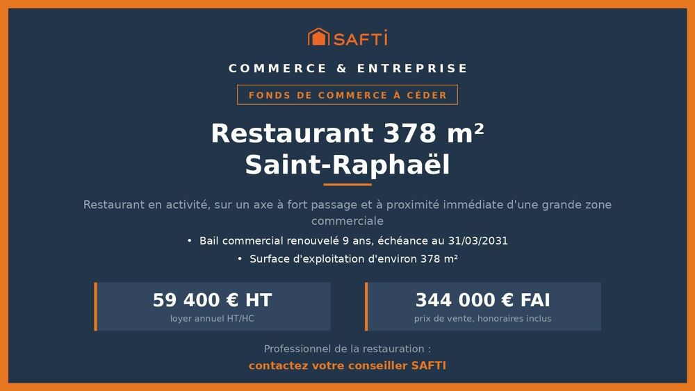   Restaurant 378 m² à reprendre à Saint-Raphaël 