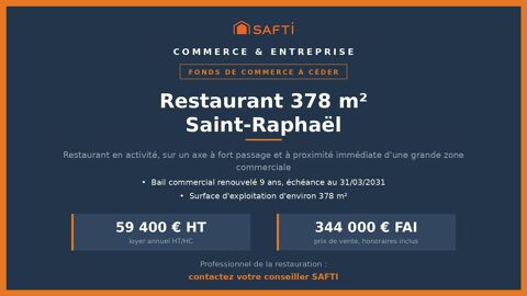 Restaurant 378 m&sup2; &agrave; reprendre &agrave; Saint-Rapha&euml;l 340000 83700 Saint-raphael