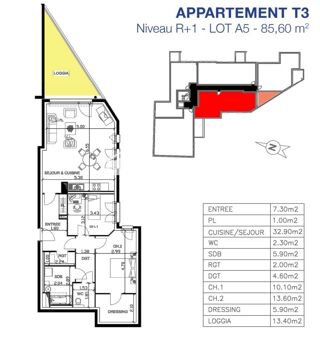  Appartement à vendre 3 pièces 86 m²