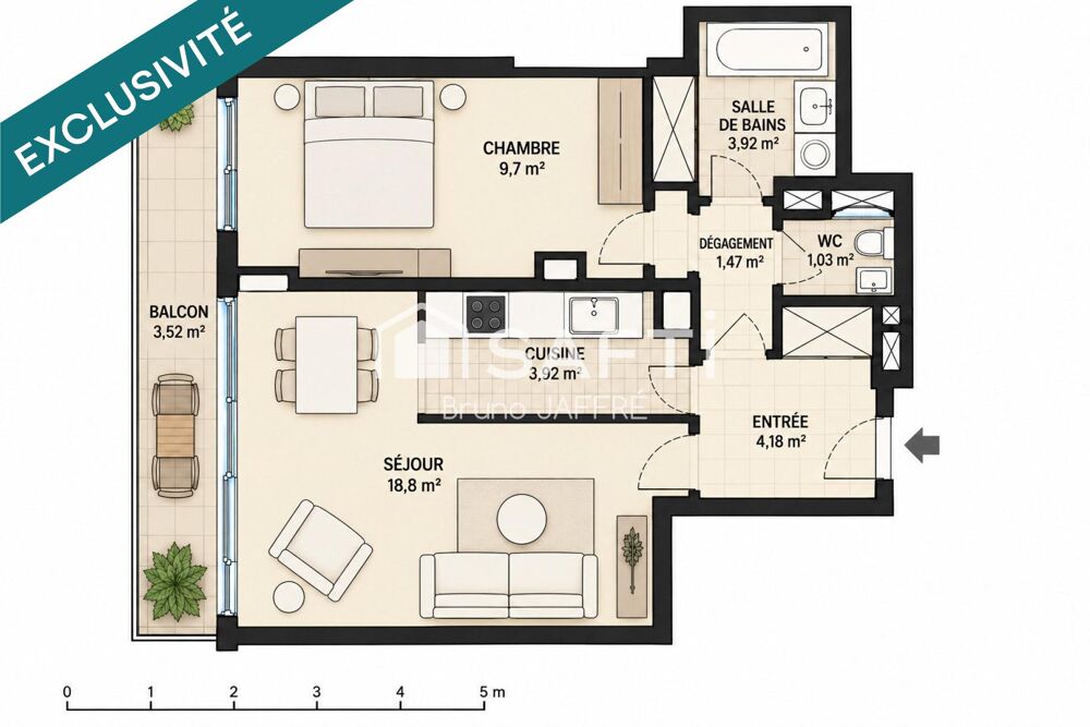 Vente Appartement 75015, RUE DES ENTREPRENEURS – 2 PIÈCES LUMINEUX AVEC BALCON ET VUE DÉGAGÉE Paris 15