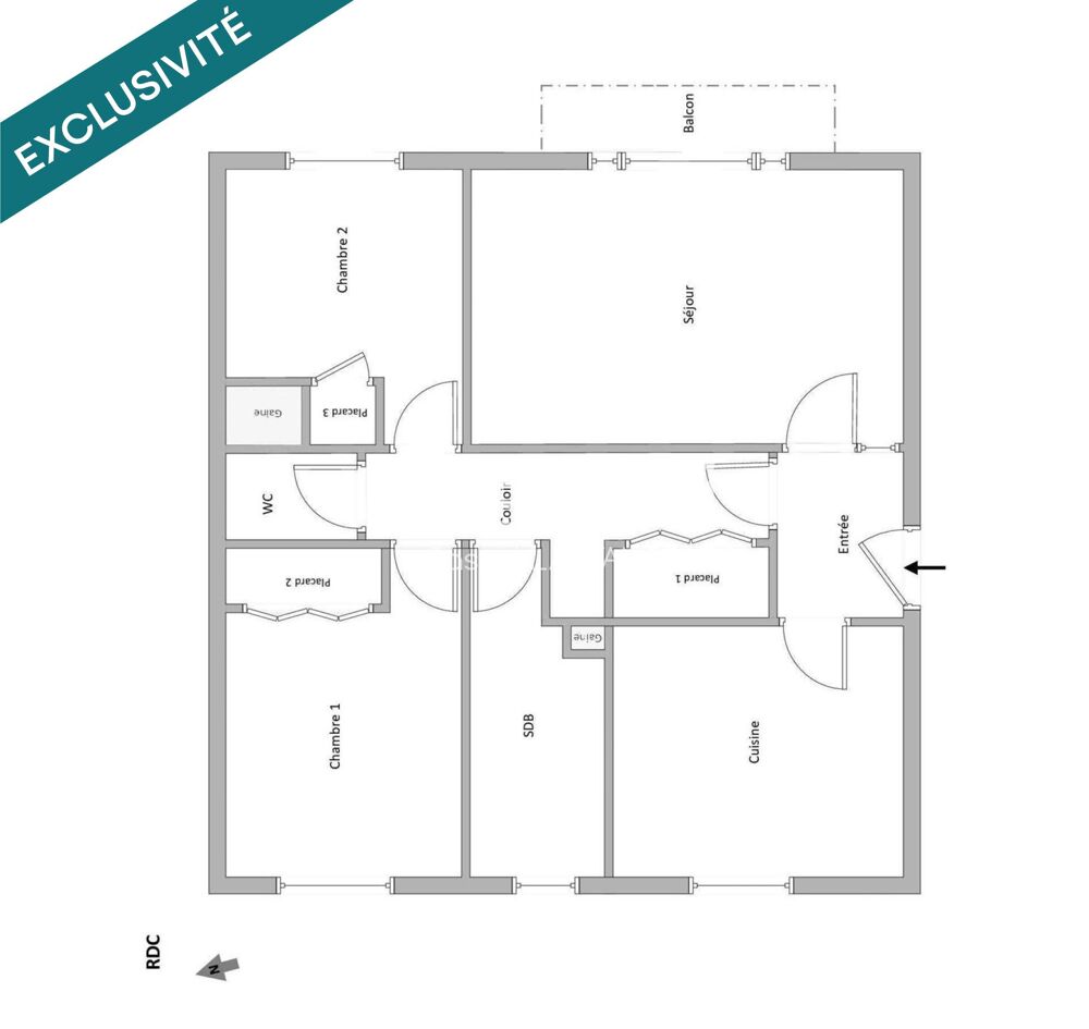 T3 lumineux avec balcon, loué, investissement sécurisé