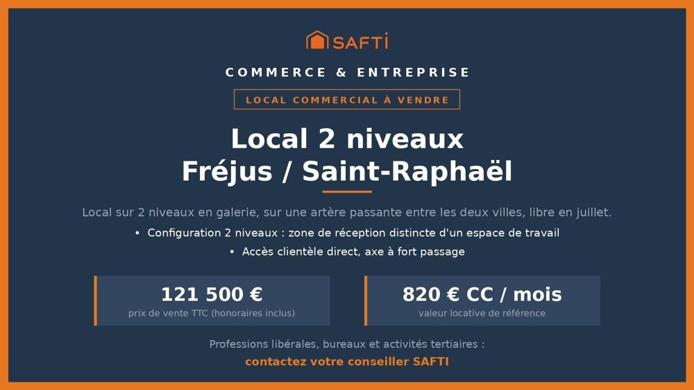   Local 2 niveaux, galerie Fréjus/Saint-Raphaël 60m2 