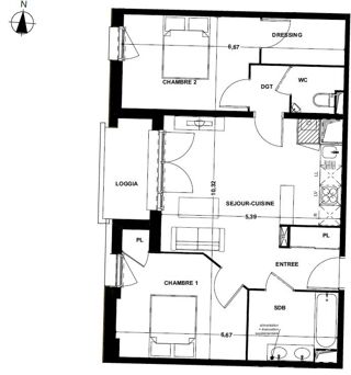  Appartement � vendre 4 pi�ces 60 m�