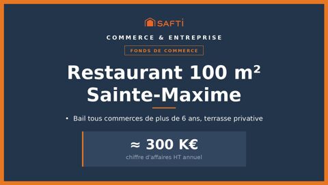 Restaurant Sainte-Maxime, EBE retrait&eacute; 50 K€ 279500 83120 Sainte-maxime