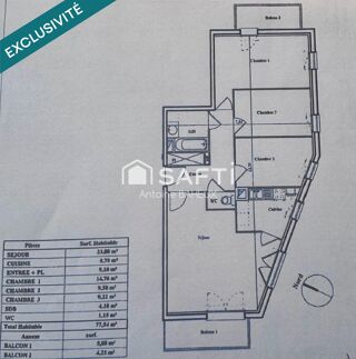  Appartement à vendre 4 pièces 78 m²