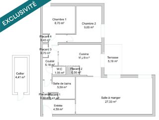  Appartement à vendre 4 pièces 75 m²