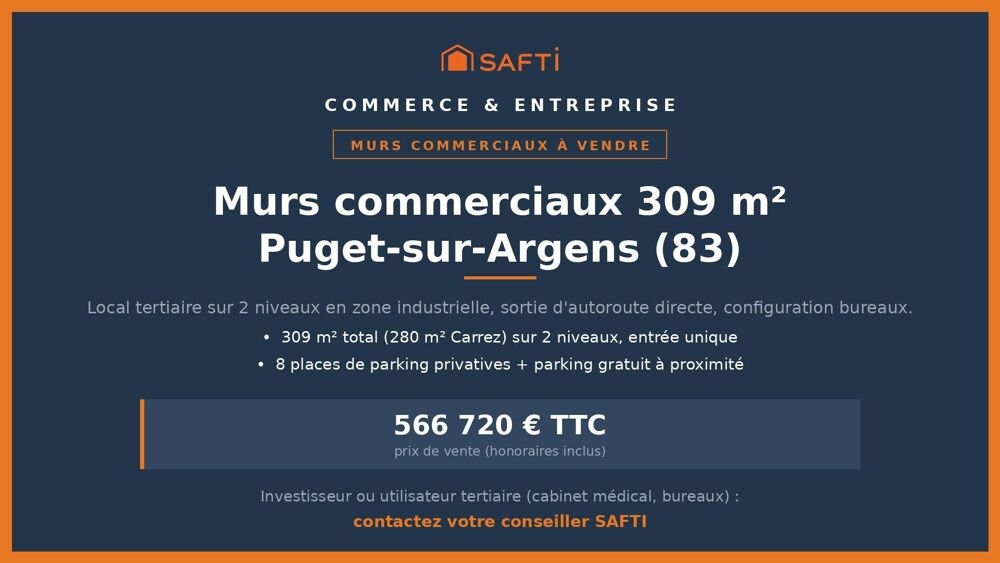   Murs commerciaux de 309 m² (280m² Carrez) 