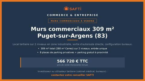 Murs commerciaux de 309 m&sup2; (280m&sup2; Carrez) 560000 83480 Puget-sur-argens