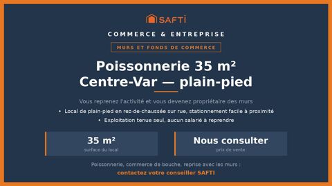 Poissonnerie centre-Var : murs et fonds vendus 262500 83490 Le muy