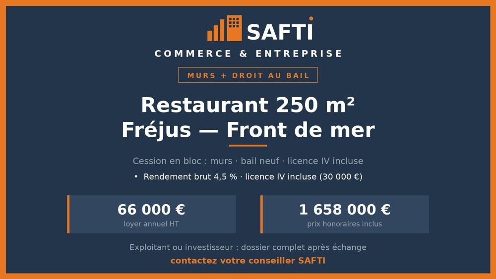   Murs et droit au bail - front de mer Fréjus 