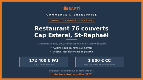 Restaurant 76 couverts &agrave; Cap Esterel &agrave; reprendre 170000 83530 Saint-raphael