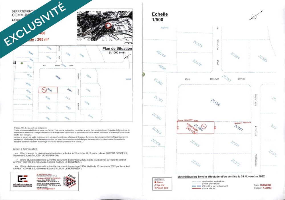 Vente Terrain DERNIERS TERRAINS DISPONIBLES MOINEVILLE! Moineville