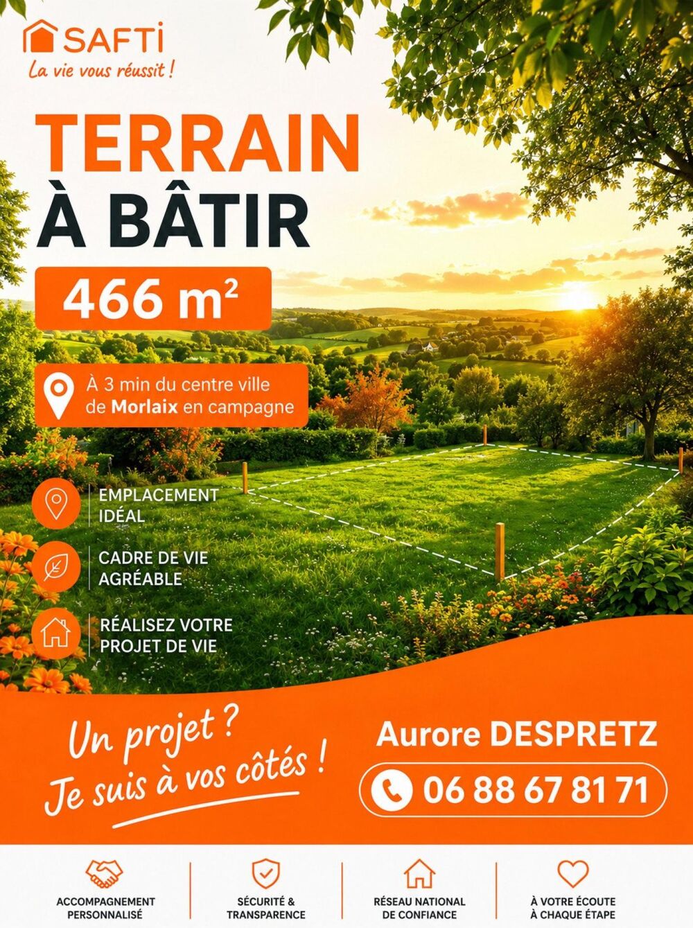 Vente Terrain TERRAIN À BÂTIR – 466 m² Morlaix