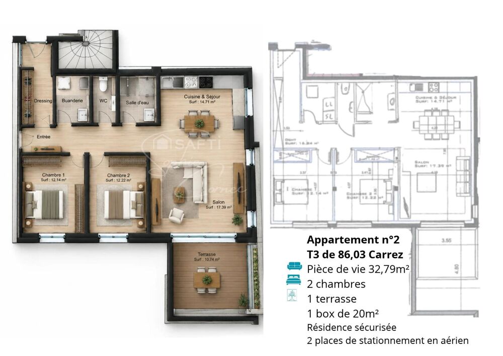 Vente Appartement T3 avec terrasse privative Quimper