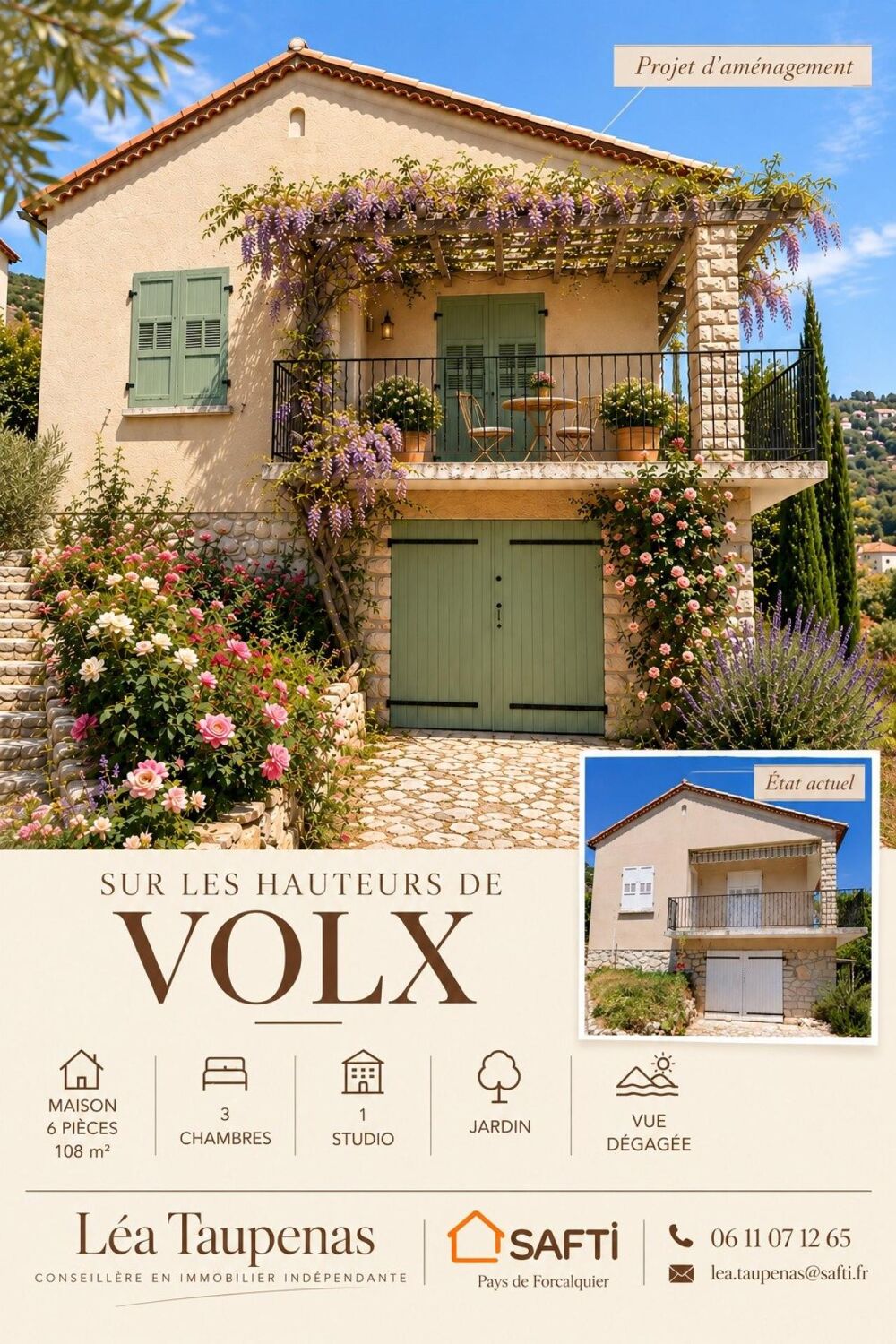 belle maison sur les hauteurs de volx, jardin +vue
