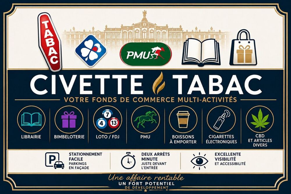   À VENDRE – Fonds de commerce multi-activités – Emplacement n°1 au cœur du Pentagone 