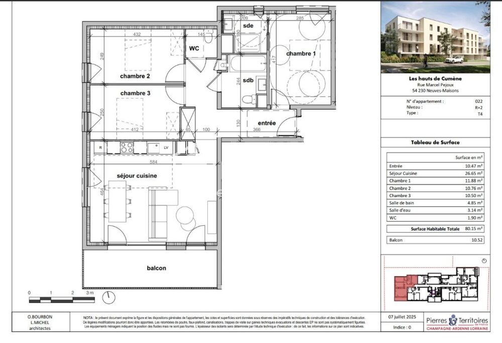 À VENDRE  SUPERBE T4 NEUF  80 m²  NEUVES-MAISONS