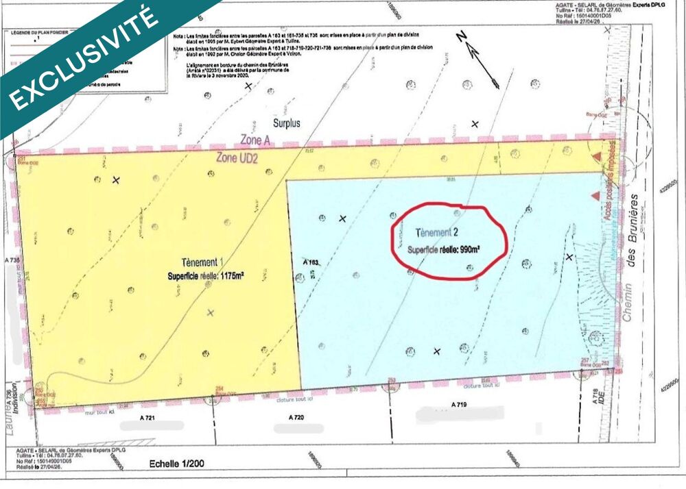Vente Terrain Terrain à bâtir de 990m² non viabilisé. La riviere