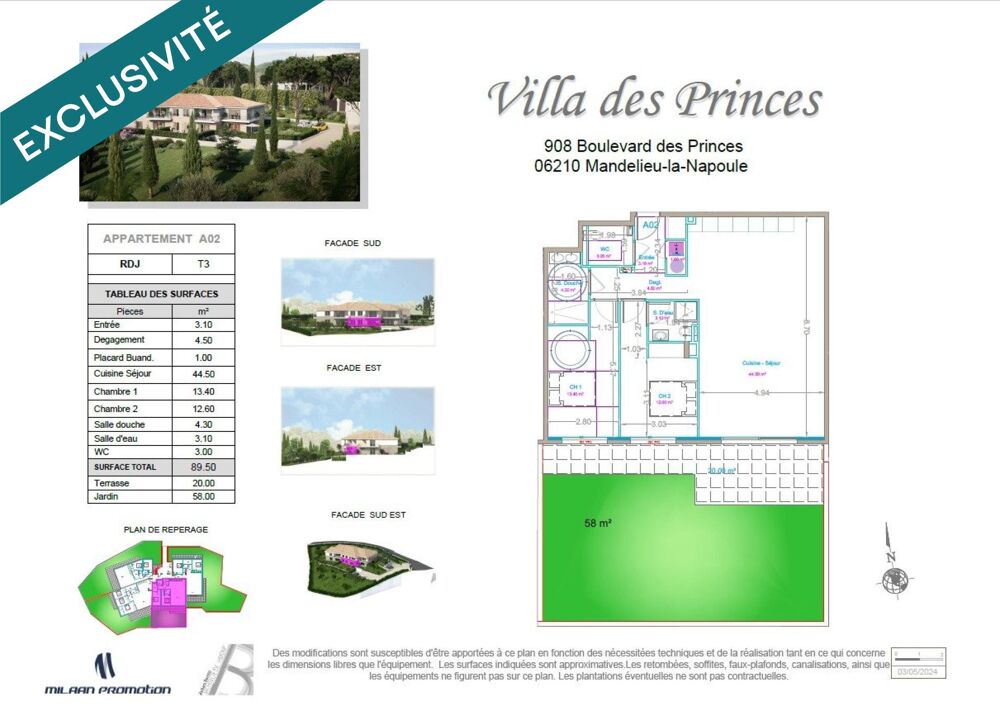 Vente Appartement Superbe Appartement T3 en rez de jardin - Garage Mandelieu-la-napoule