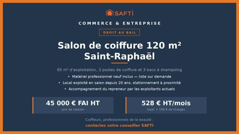 Salon de coiffure 120 m&sup2; - Saint-Rapha&euml;l 45000 83700 Saint-raphael