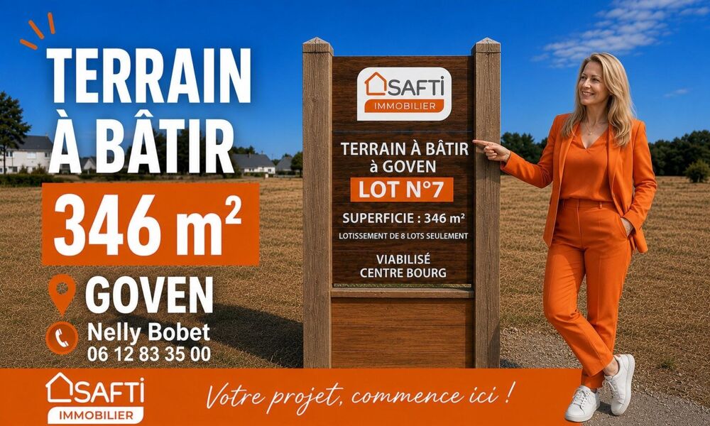 Vente Terrain Terrain à bâtir de 346 m² – Viabilisé & Libre de constructeur – Dans un mini-lotissement intimiste sans mitoyenneté ! Goven