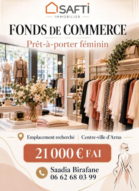Fonds de commerce pr&ecirc;t-&agrave;-porter f&eacute;minin 20000 62000 Arras