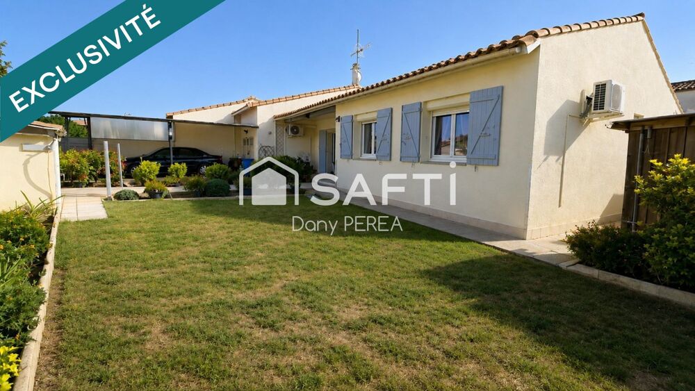 Vente Maison ? SAINT-LAURENT-D'AIGOUZE - Maison de plain-pied 100 m², 3 chambres, jardin et garage. Saint-laurent-d'aigouze