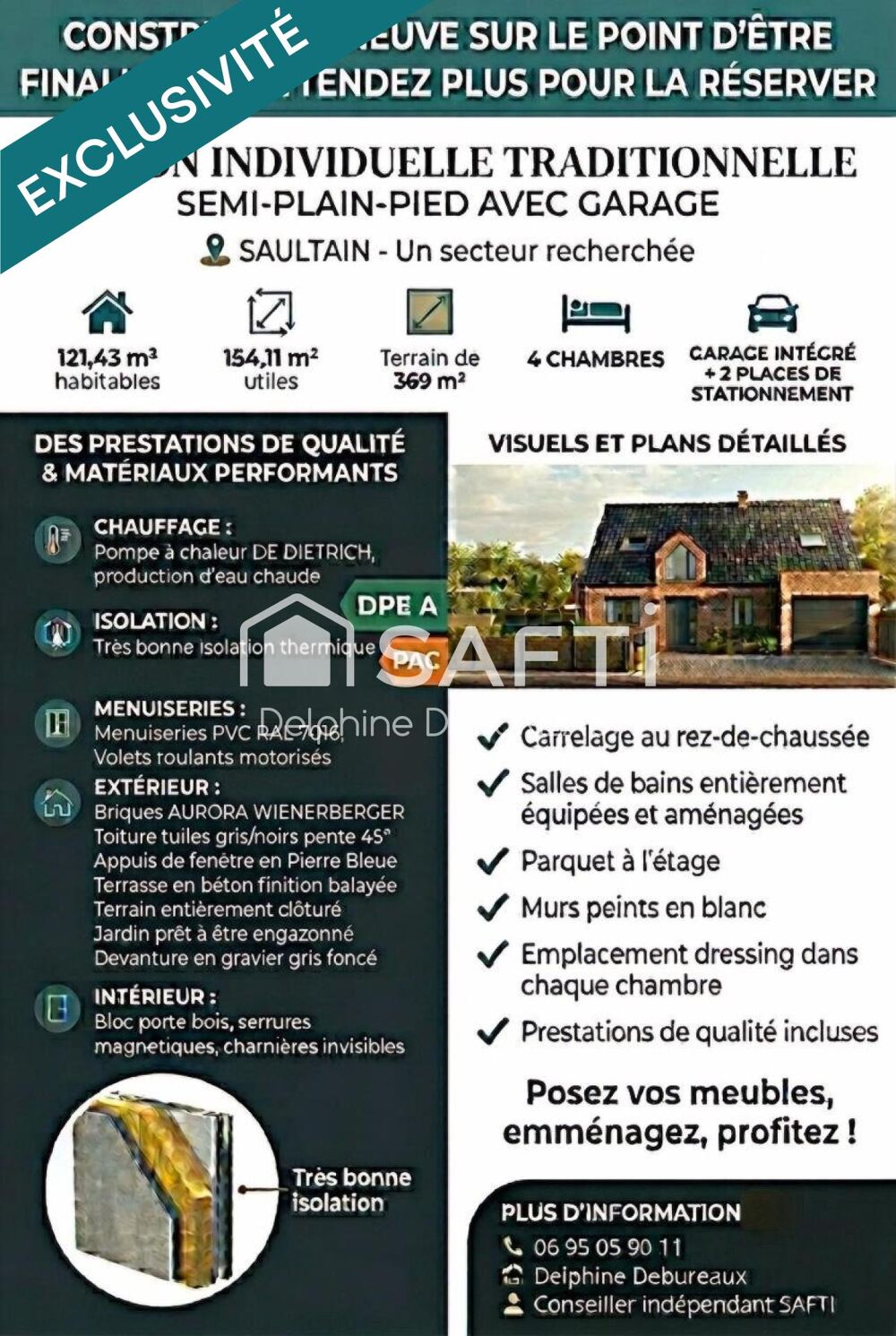 MAISON INDIVIDUELLE NEUVE SEMI PLAIN-PIED  SAULTAIN