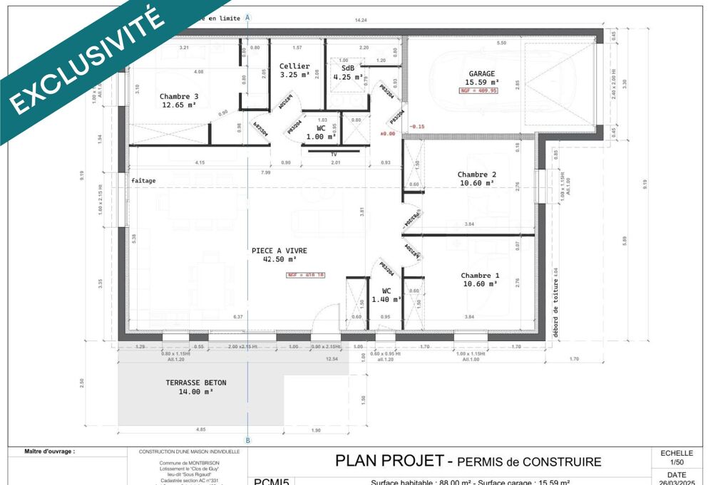 MAISON NEUVE 88M2 3 CHAMBRES/garage/CELLIER/PARKING/CALME